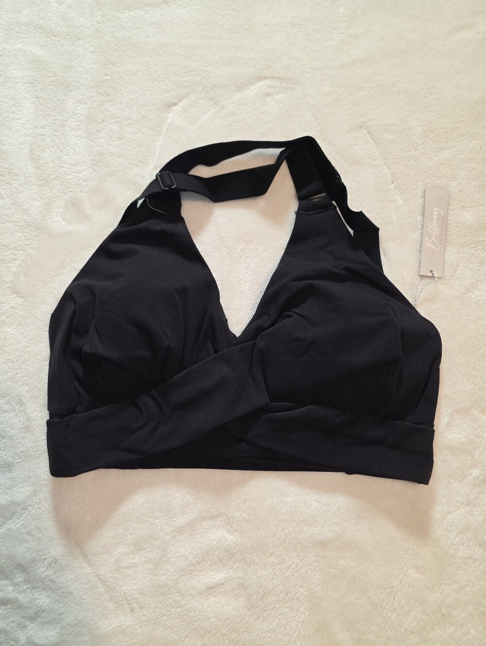 BuffBunny Candy Wrap Sports Bra Black Size Large NWT